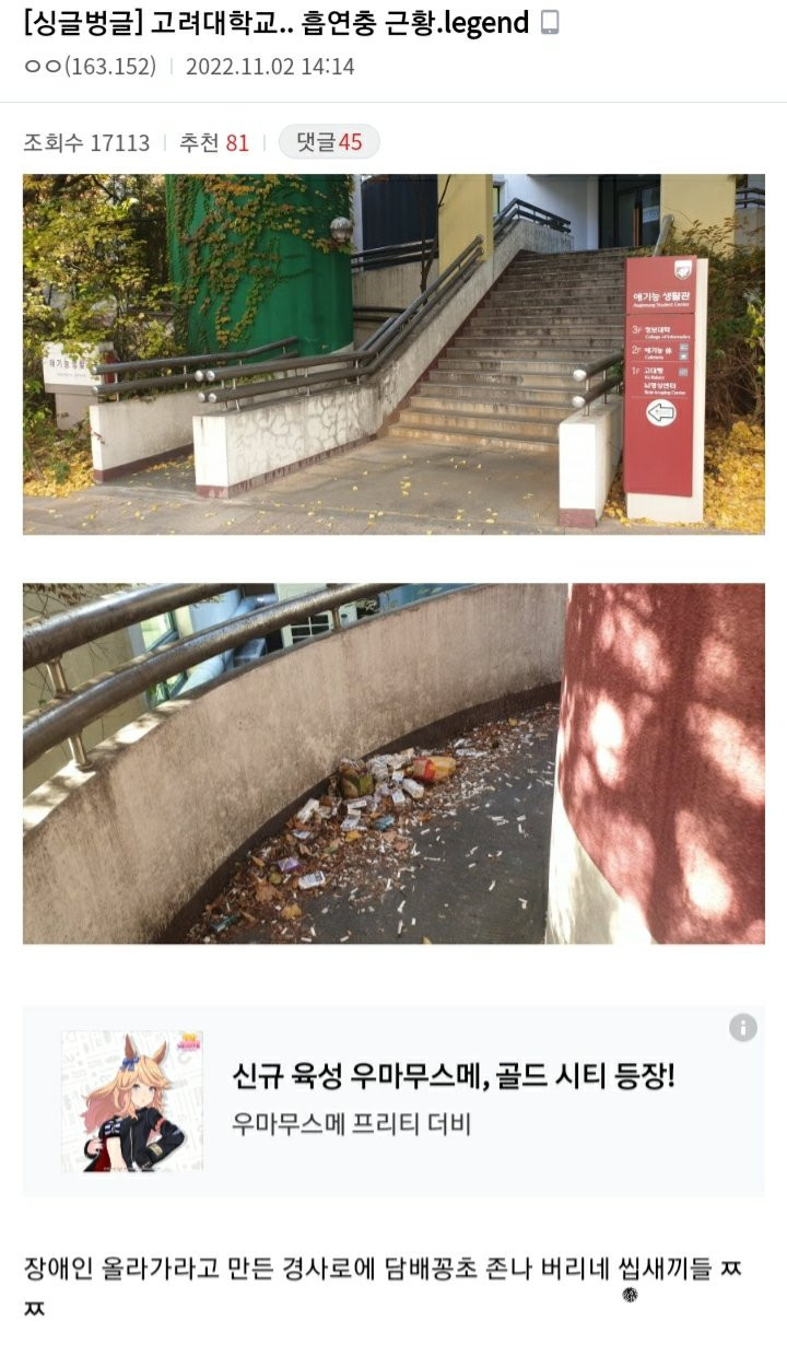 고려대학교.. 흡연충 근황.legend
