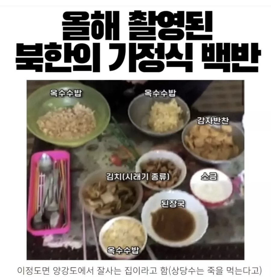 북한 상류층 가정식 근황